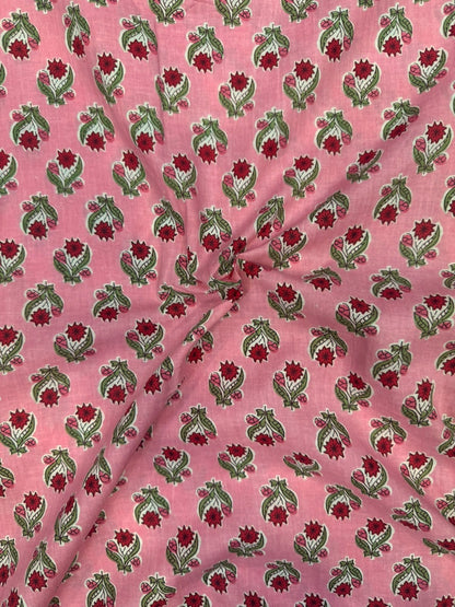 Pink Booti Cotton Fabric