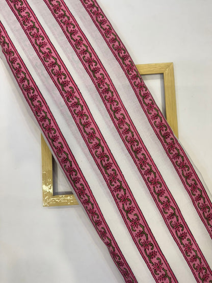 Pink Stripes Cotton Fabric
