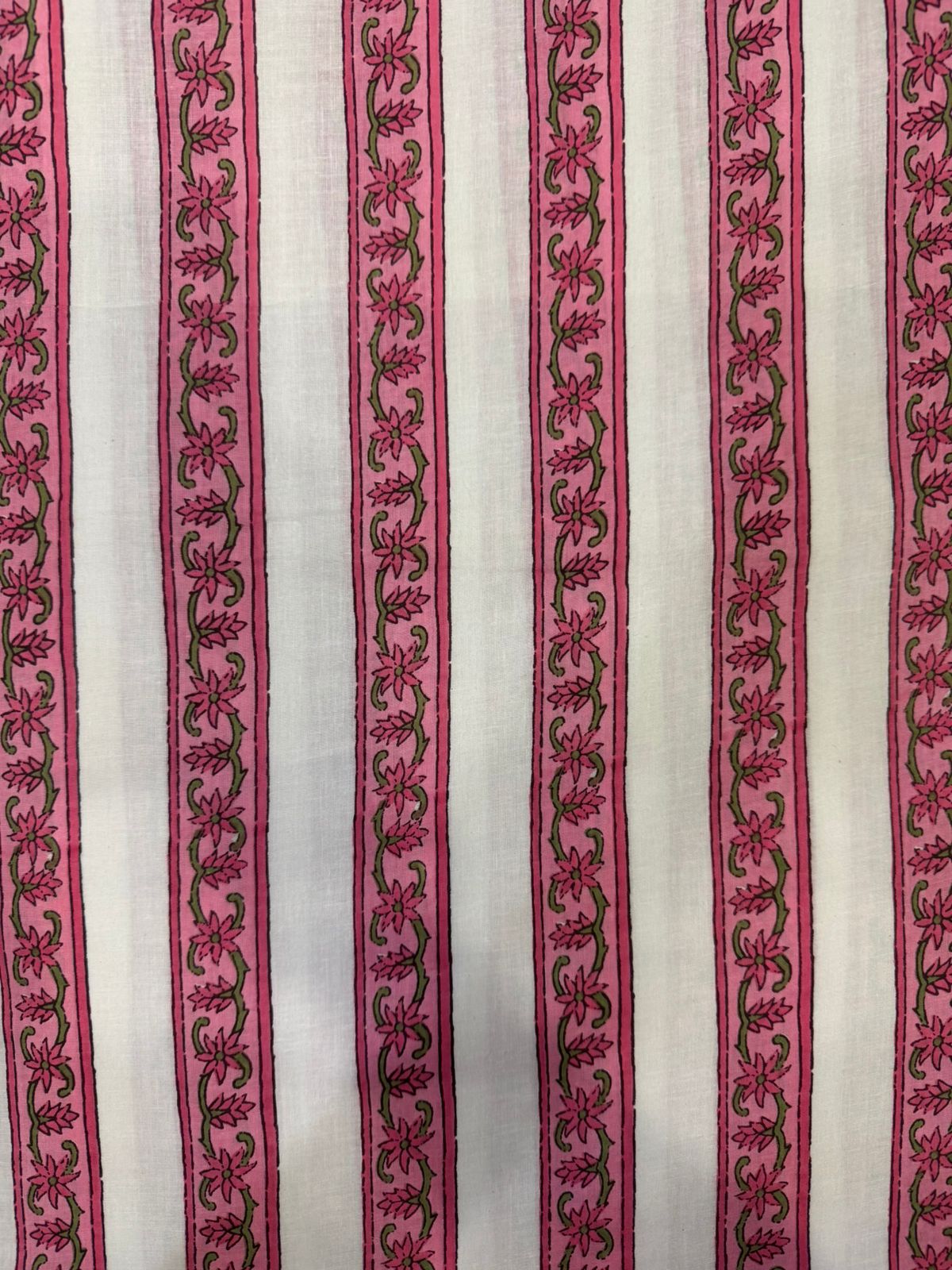 Pink Stripes Cotton Fabric