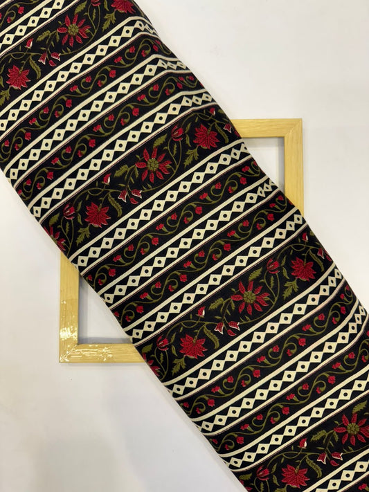 Black Stripes Cotton Fabric