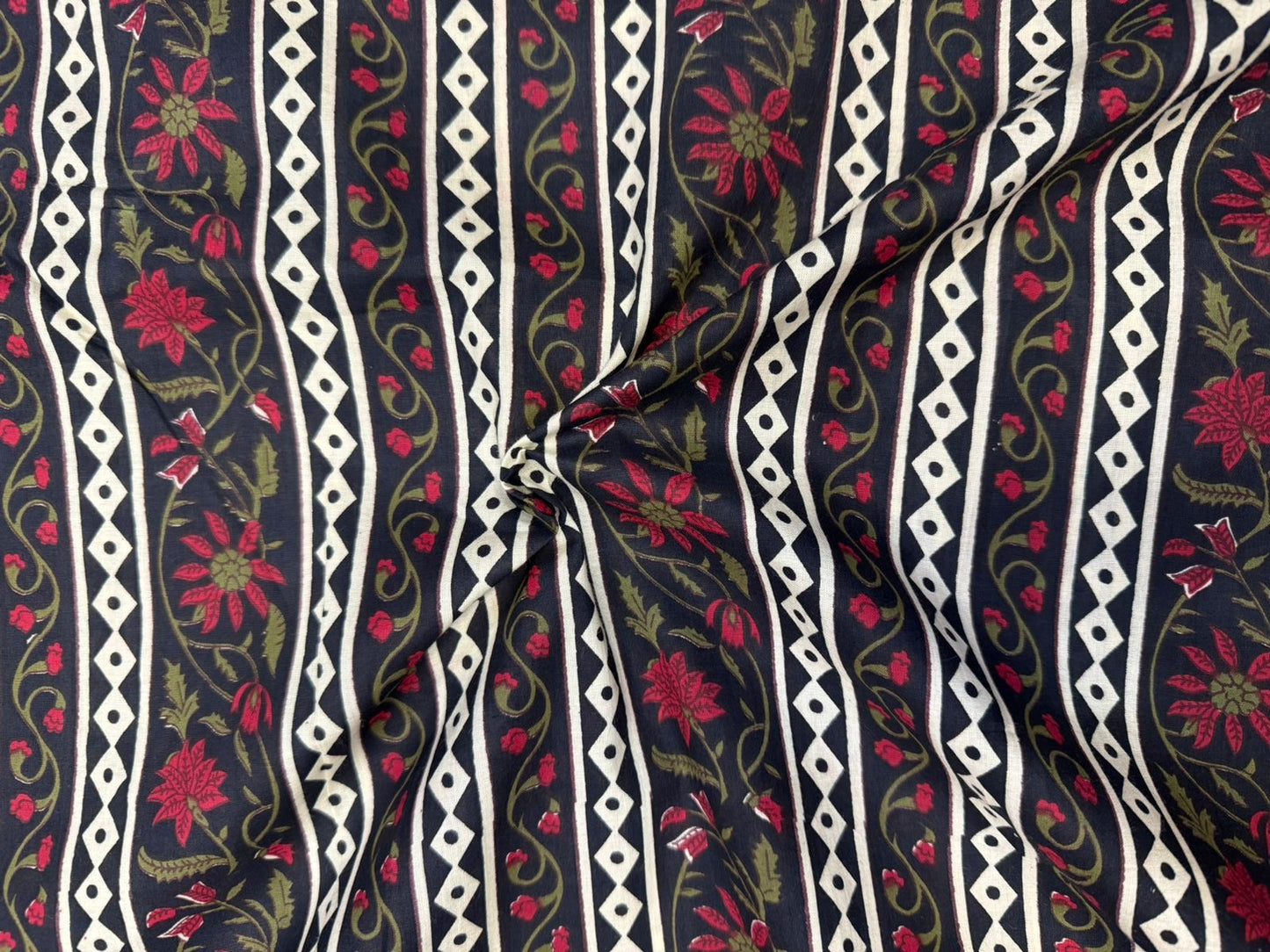 Black Stripes Cotton Fabric