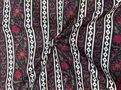 Black Stripes Cotton Fabric