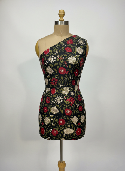 Black Blooms Cotton Fabric