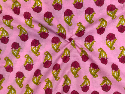 Pink Bagh Booti Cotton Fabric