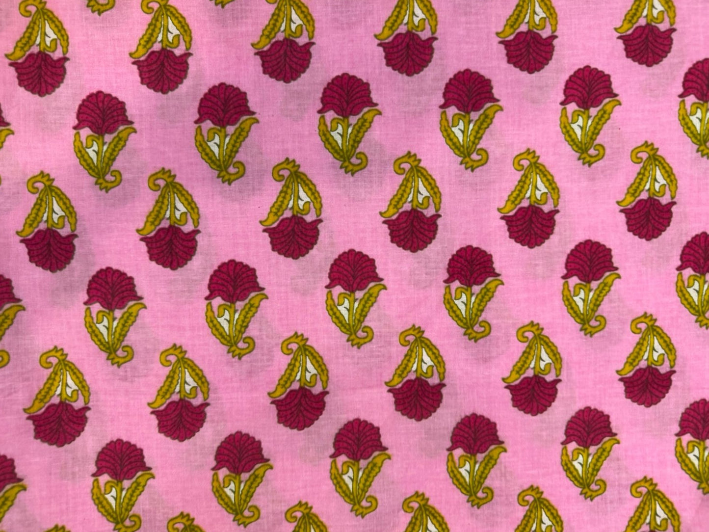 Pink Bagh Booti Cotton Fabric