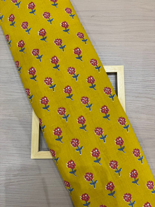 Deep Yellow Booti Cotton Fabric