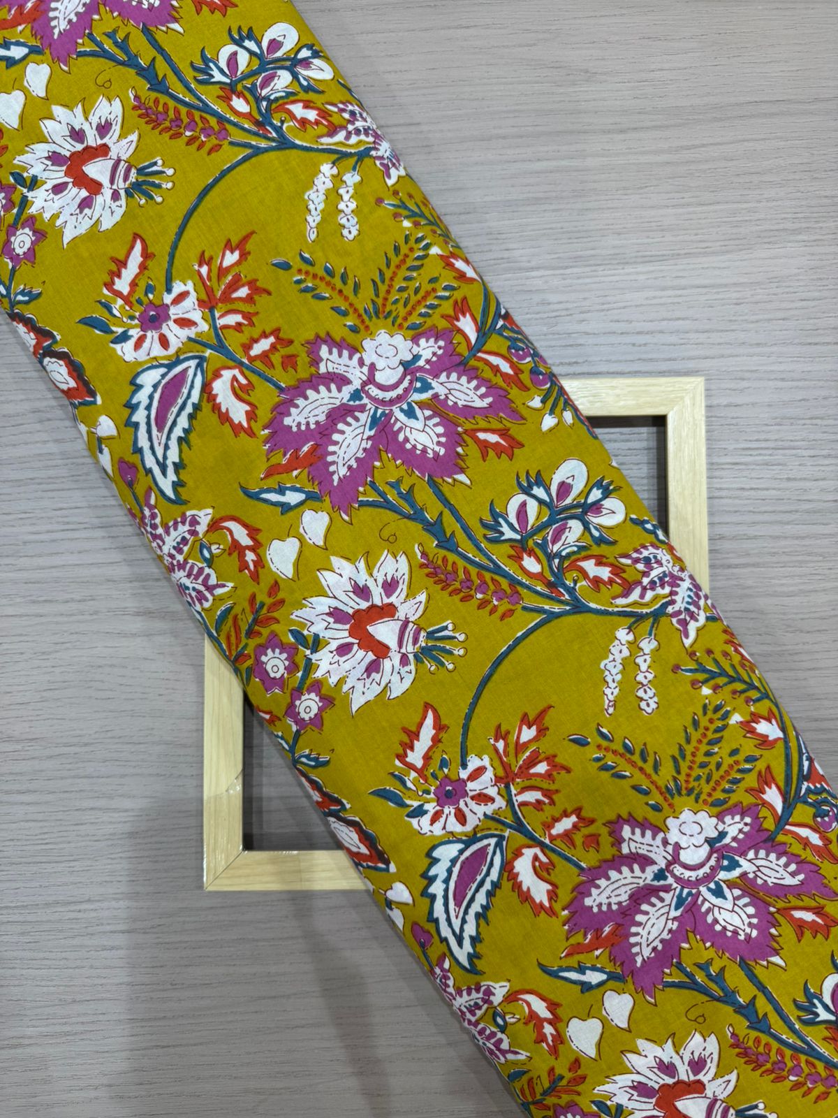 Deep Yellow Florals Cotton Fabric