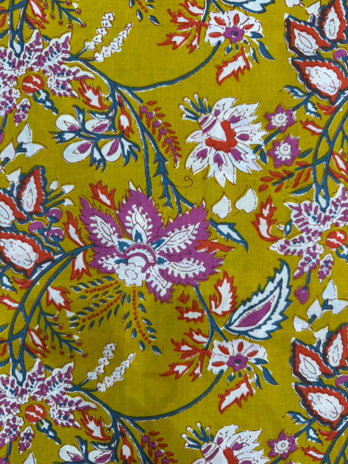 Deep Yellow Florals Cotton Fabric