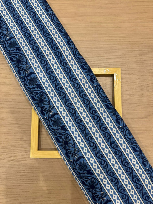 Ink Blue Stripes Cotton Fabric