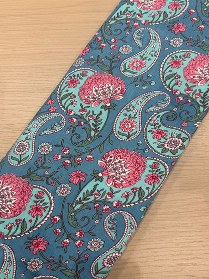 Azure Blue Paisley Cotton Fabric