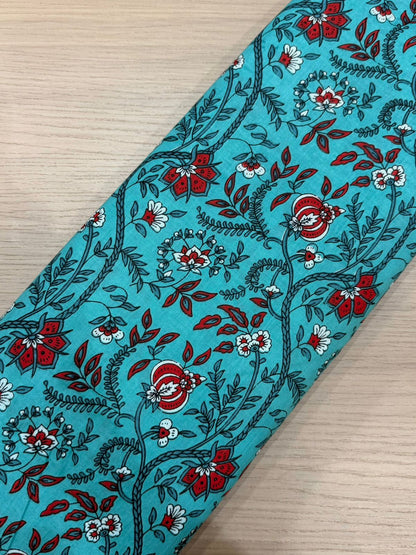 Aqua Flora Cotton Fabric