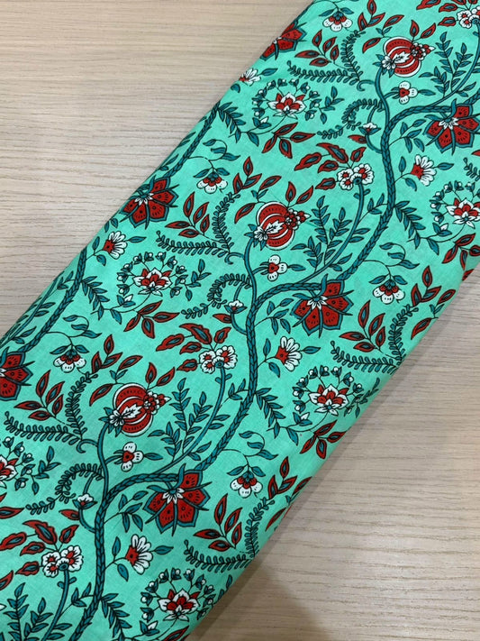 Sea Green Flora Cotton Fabric