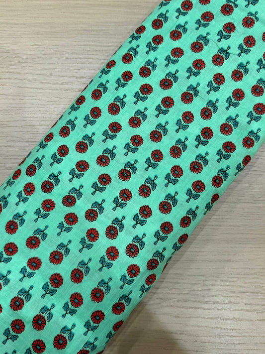 Sea Green Buds Cotton Fabric