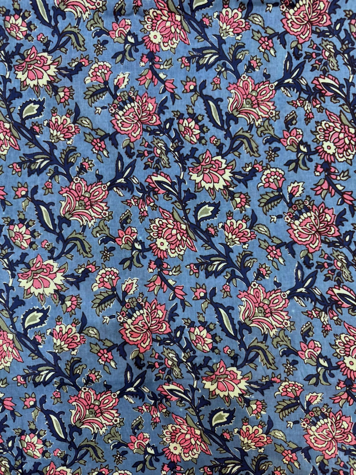 Blue Pink Jaal Cotton Fabric