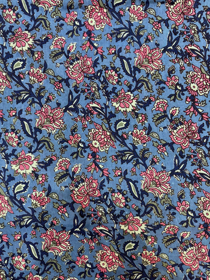 Blue Pink Jaal Cotton Fabric