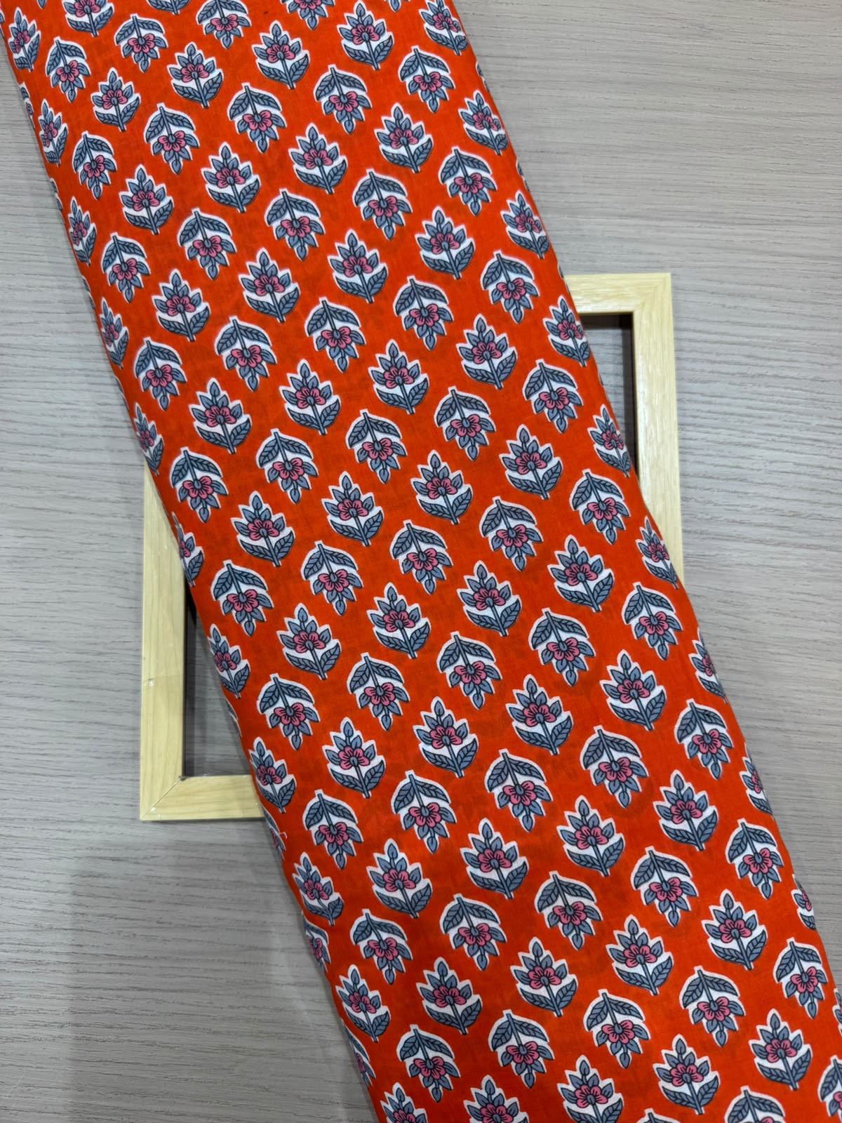 Orange Booti Cotton Running Fabric