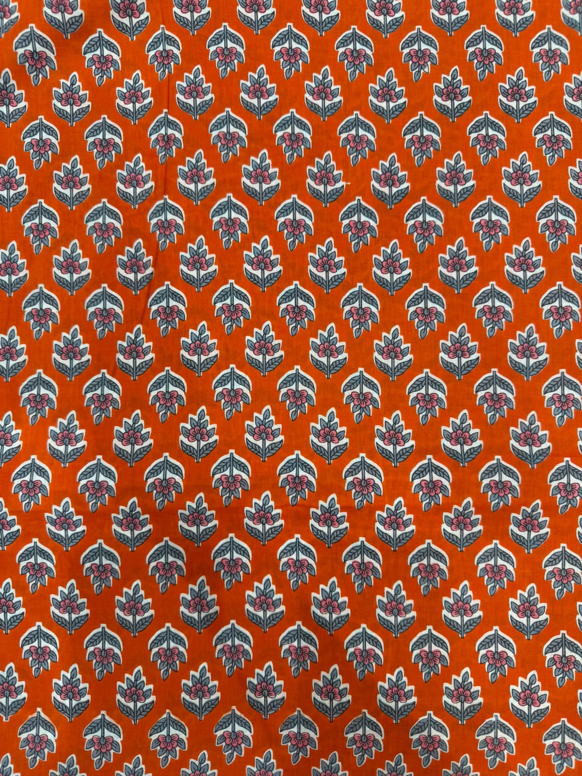 Orange Booti Cotton Running Fabric
