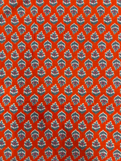 Orange Booti Cotton Running Fabric