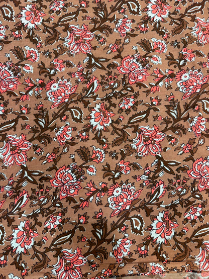 Dusk Brown Jaal Cotton Running Fabric
