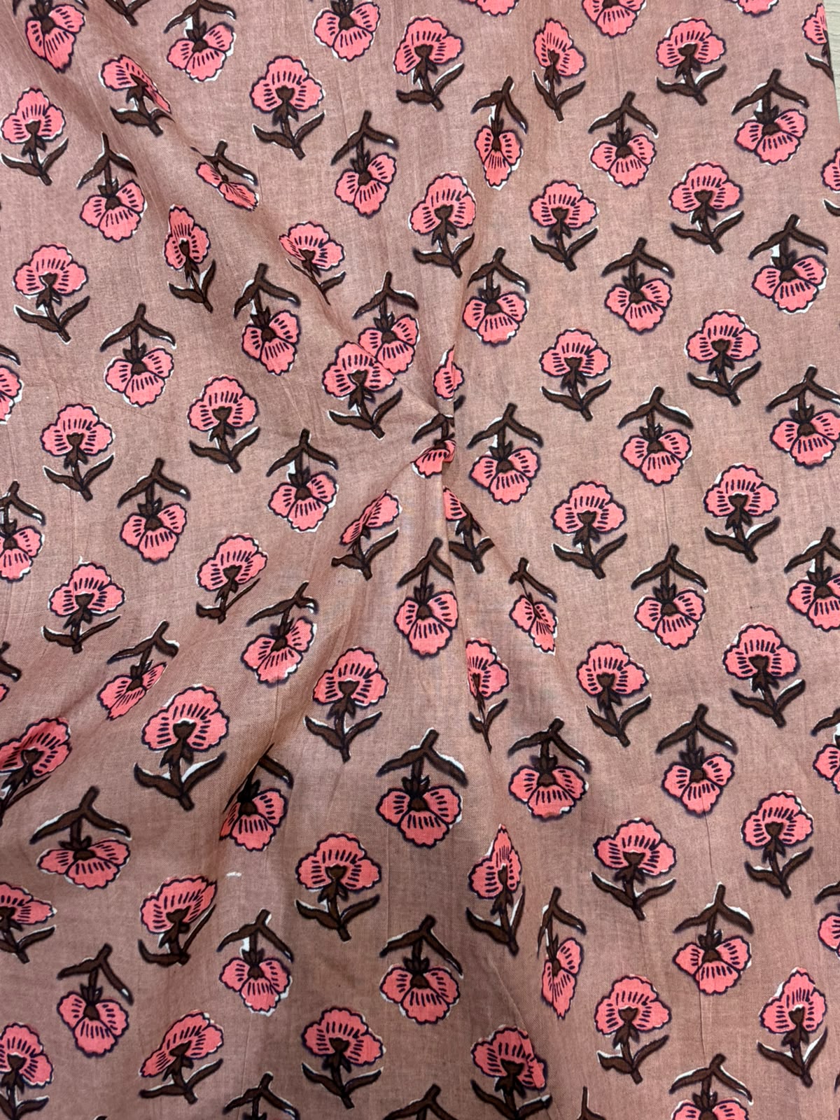 Dusk Brown Booti Cotton Running Fabric