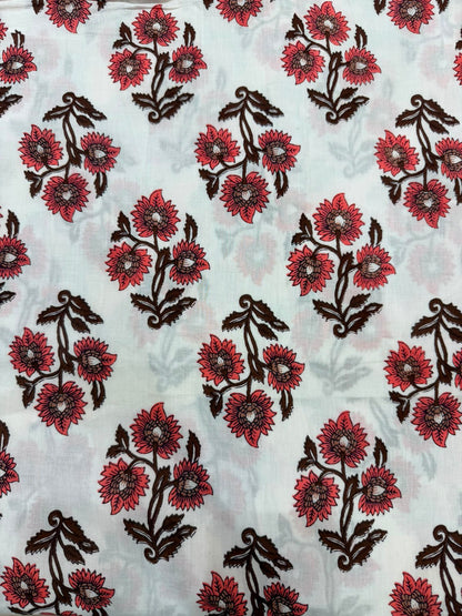 Dusk Brown Boota Cotton Running Fabric