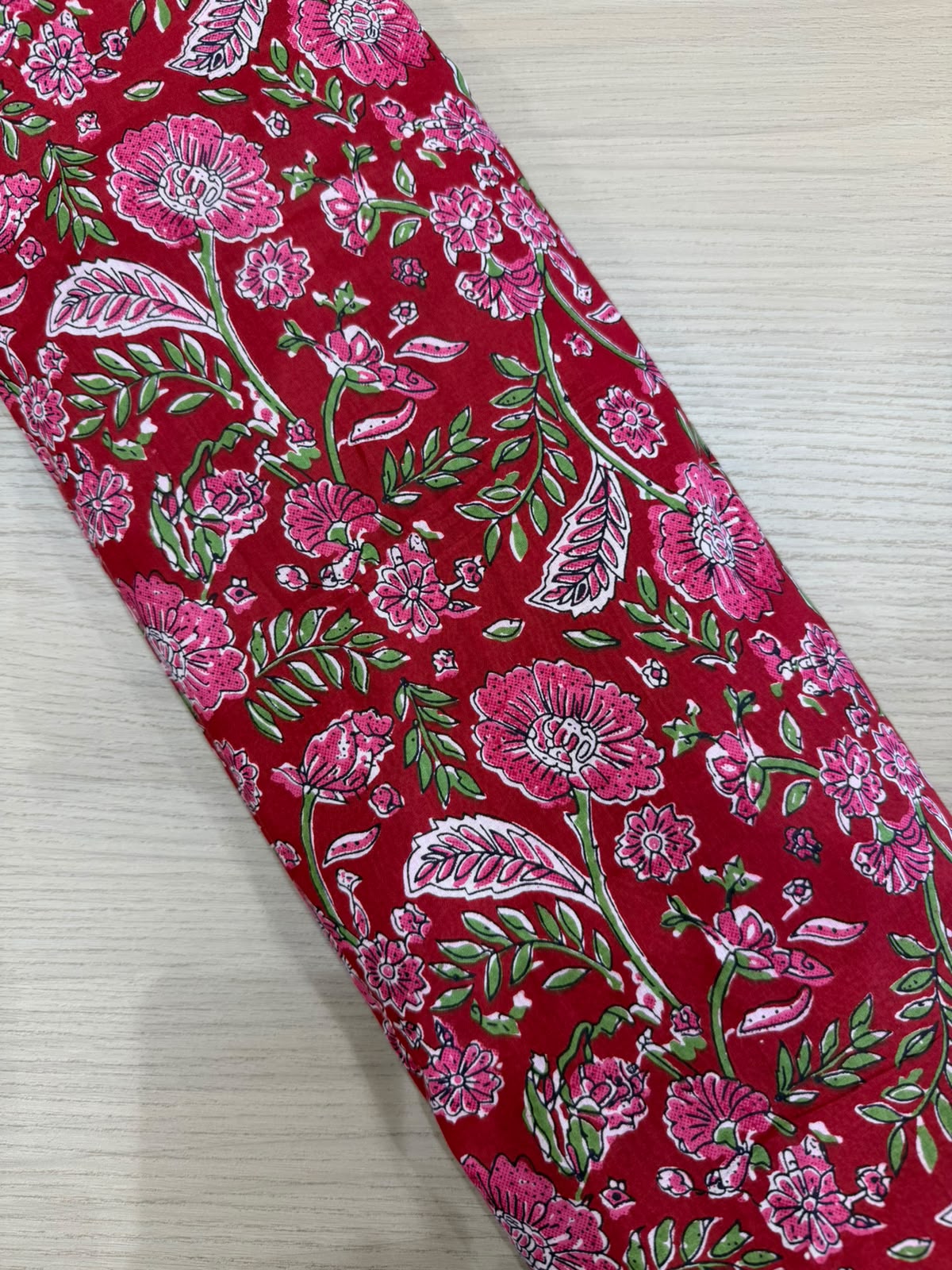 Red Blush Petals Cotton Running Fabric