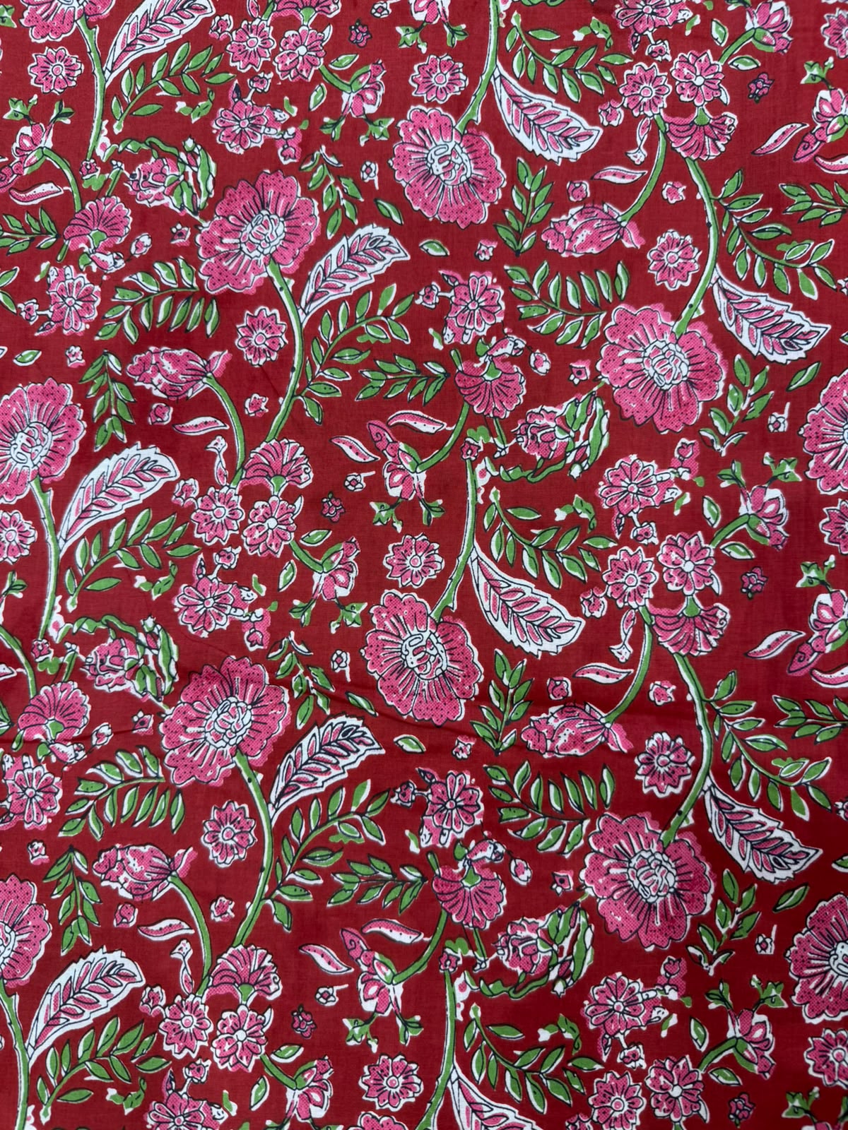 Red Blush Petals Cotton Running Fabric
