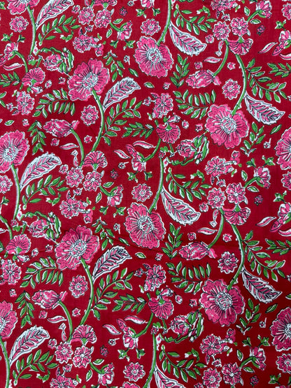 Red Blush Petals Cotton Running Fabric