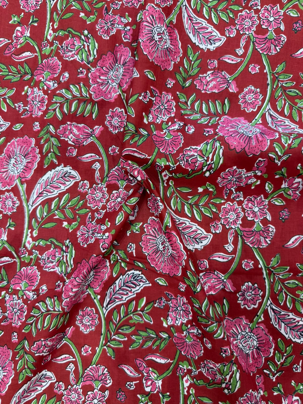 Red Blush Petals Cotton Running Fabric