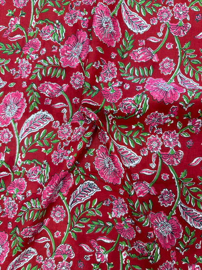 Red Blush Petals Cotton Running Fabric