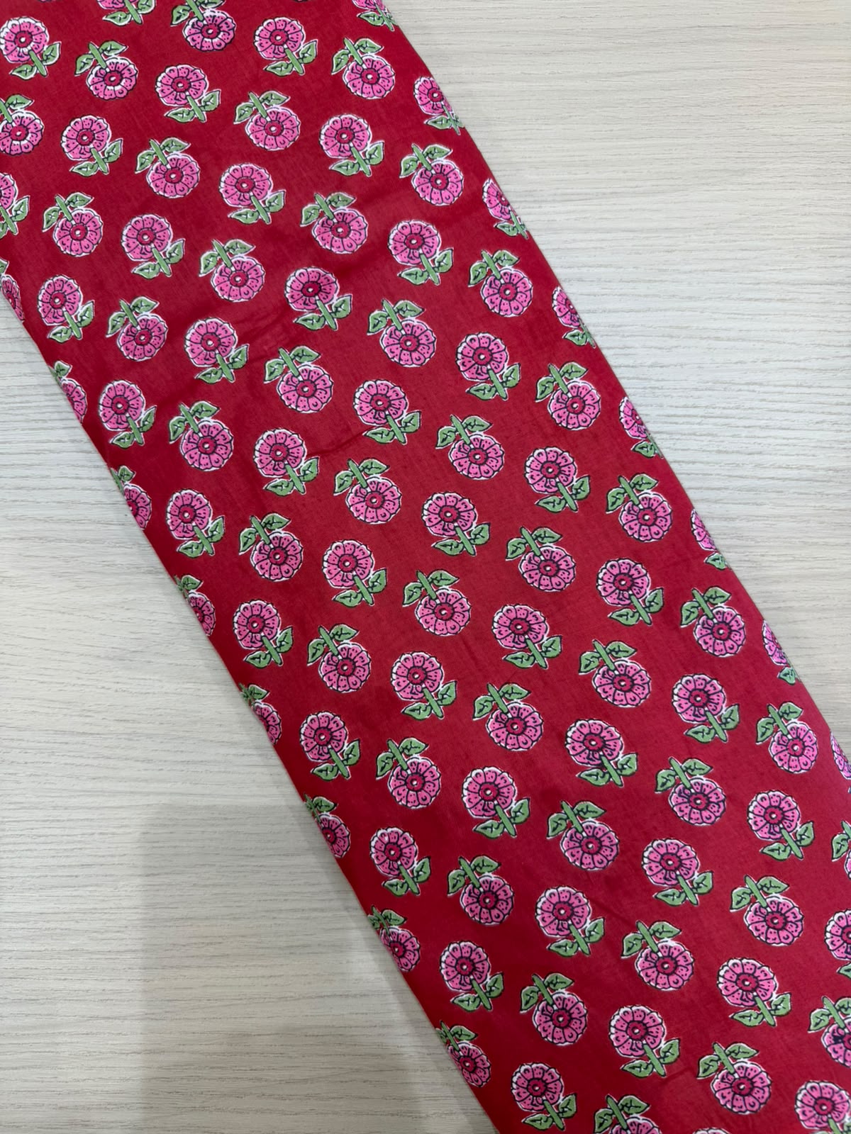 Red Buds Cotton Running Fabric