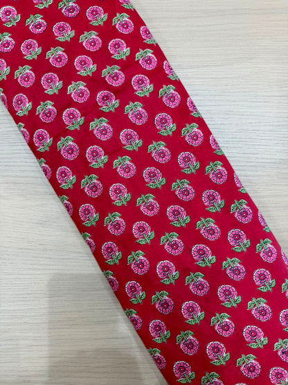 Red Buds Cotton Running Fabric