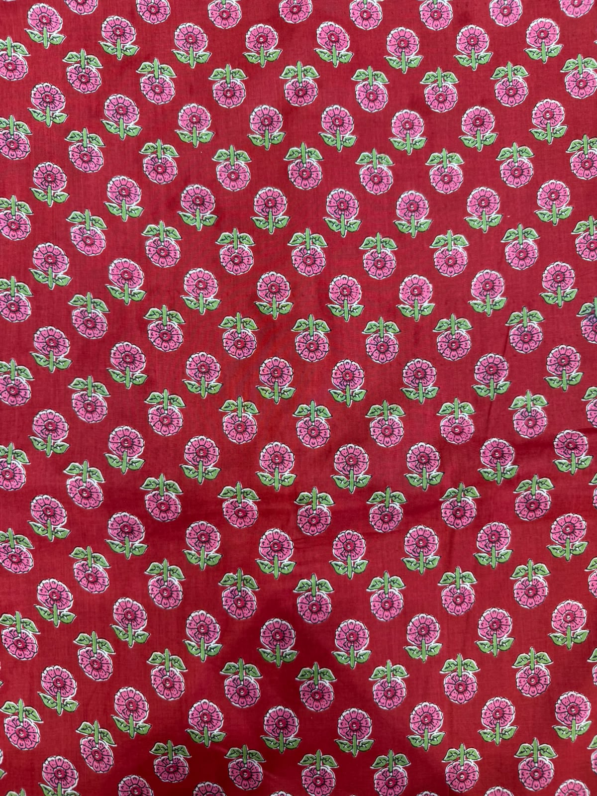 Red Buds Cotton Running Fabric