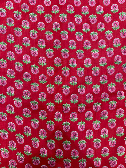 Red Buds Cotton Running Fabric