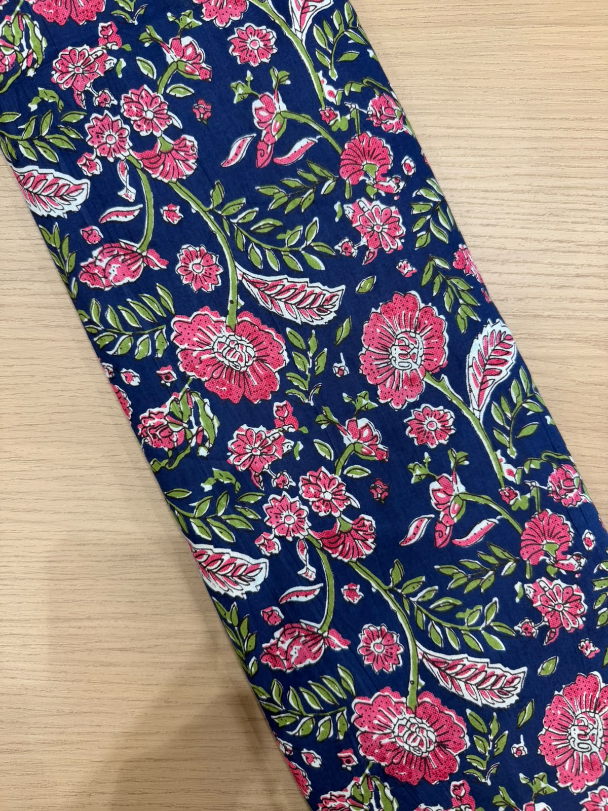 Blue Petals Cotton Running Fabric