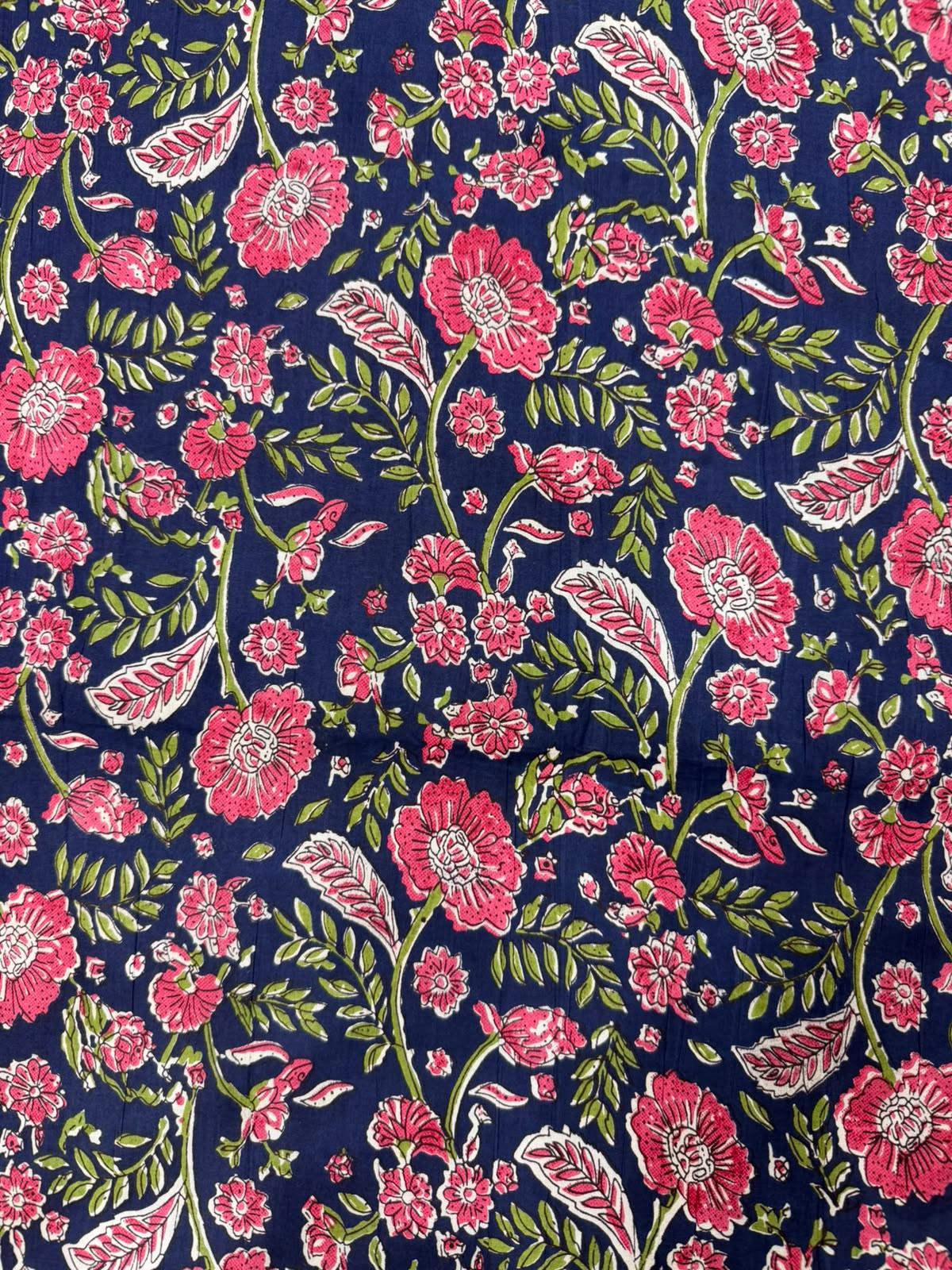 Blue Petals Cotton Running Fabric