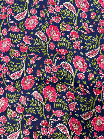 Blue Petals Cotton Running Fabric