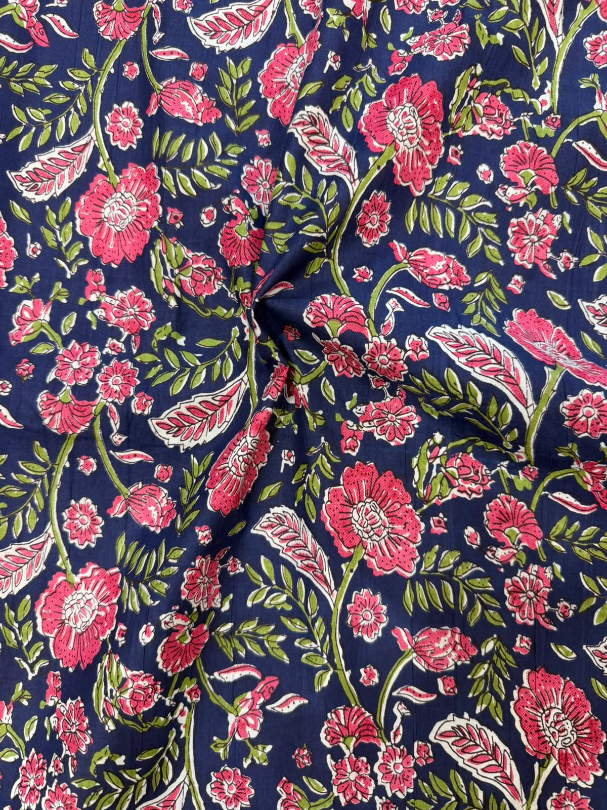 Blue Petals Cotton Running Fabric