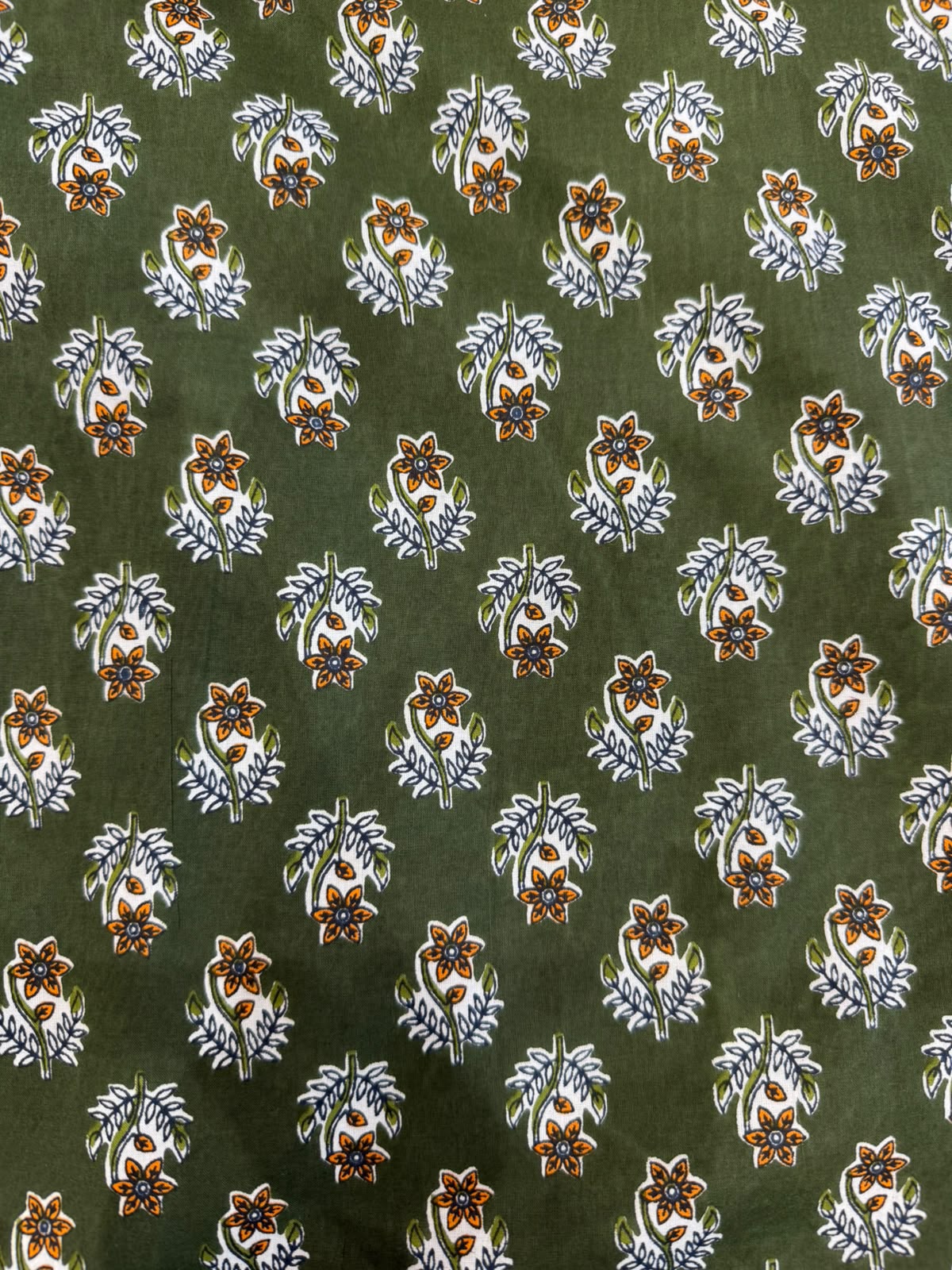 Green Citrus Buds Cotton Running Fabric
