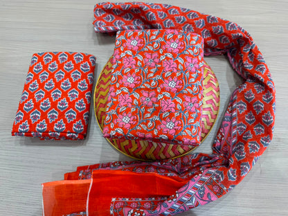 Cotton Suit with Cotton Dupatta