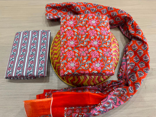 Cotton Suit with Cotton Dupatta