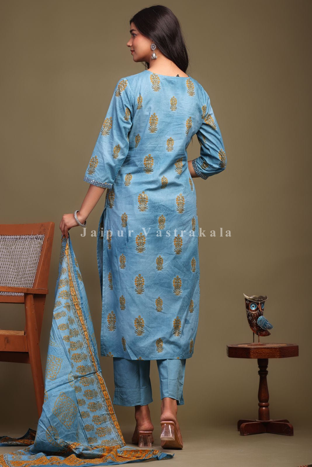 hand block printed kurta set with dupatta