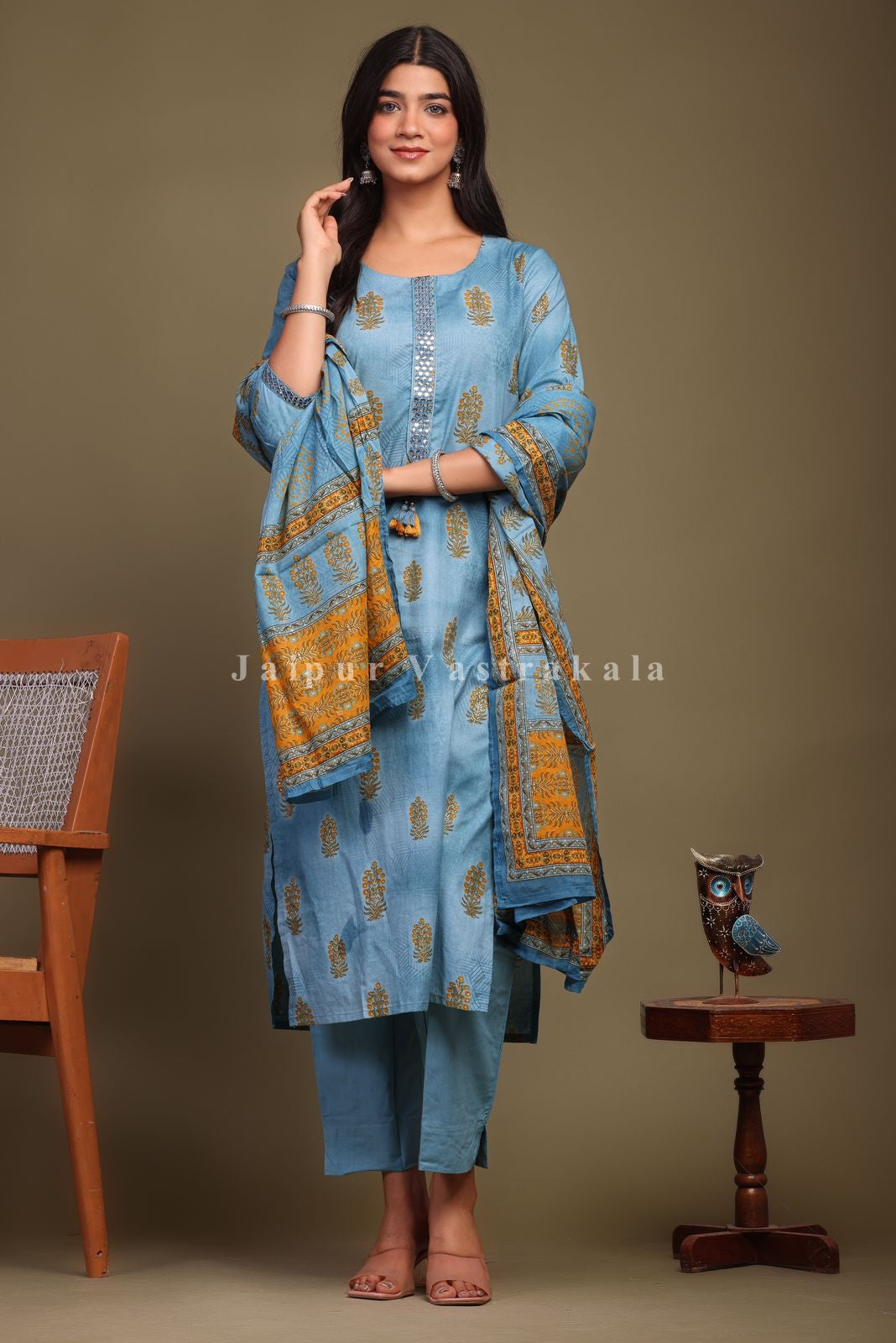 hand block printed kurta set with dupatta