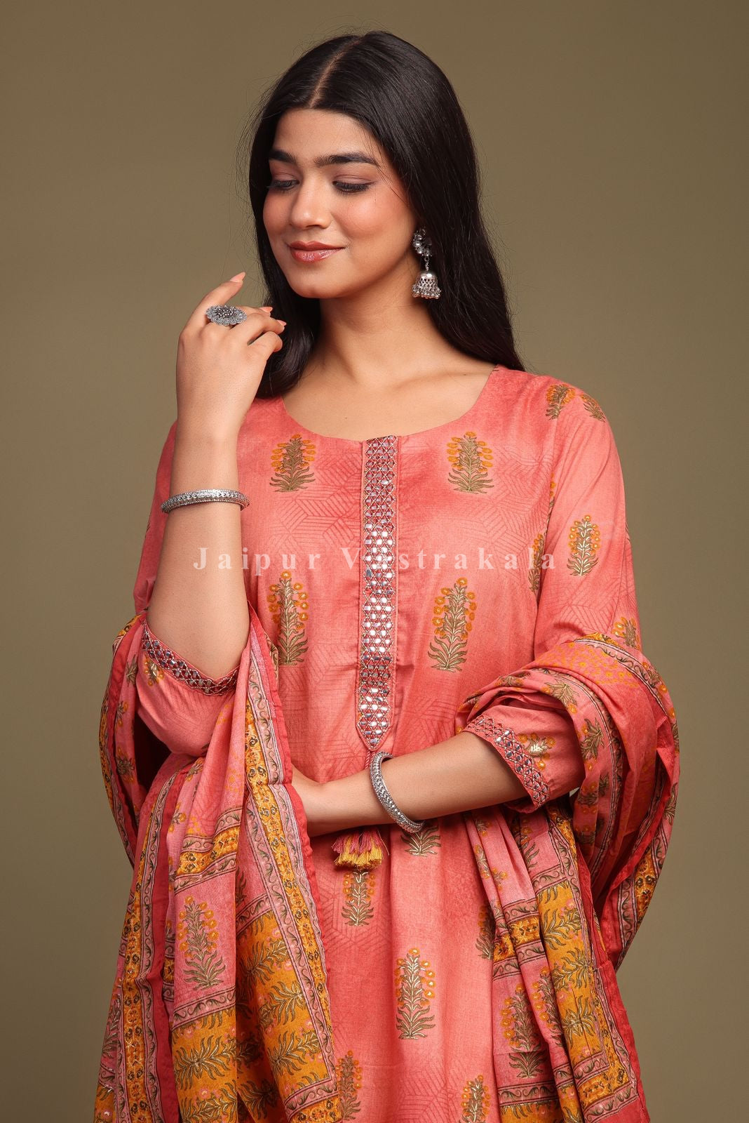 hand block printed kurta set with dupatta