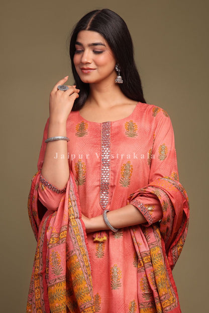 hand block printed kurta set with dupatta