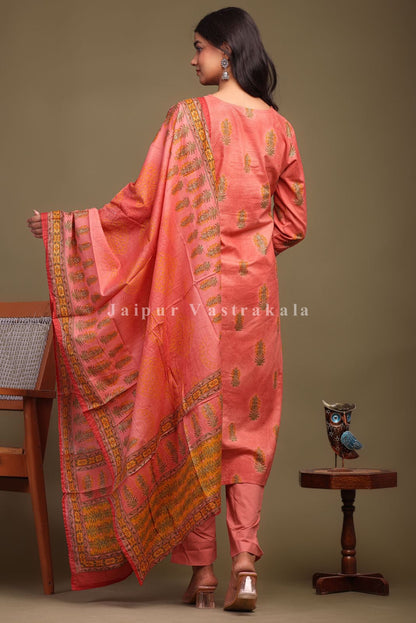 hand block printed kurta set with dupatta