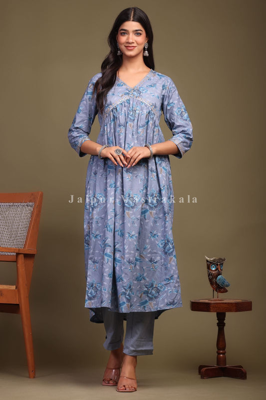 cotton printed kurti pant set