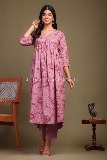 cotton printed kurti pant set