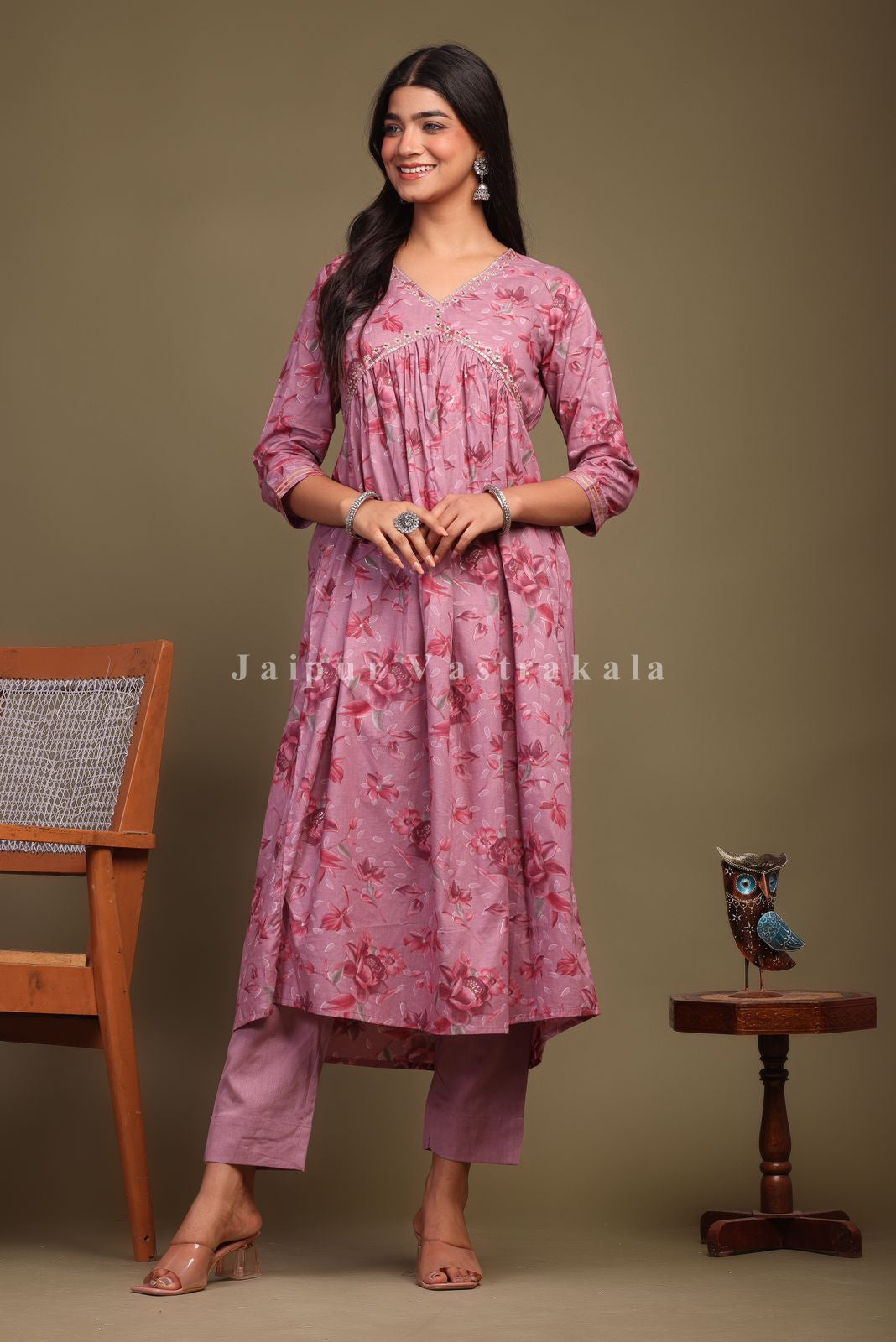 cotton printed kurti pant set