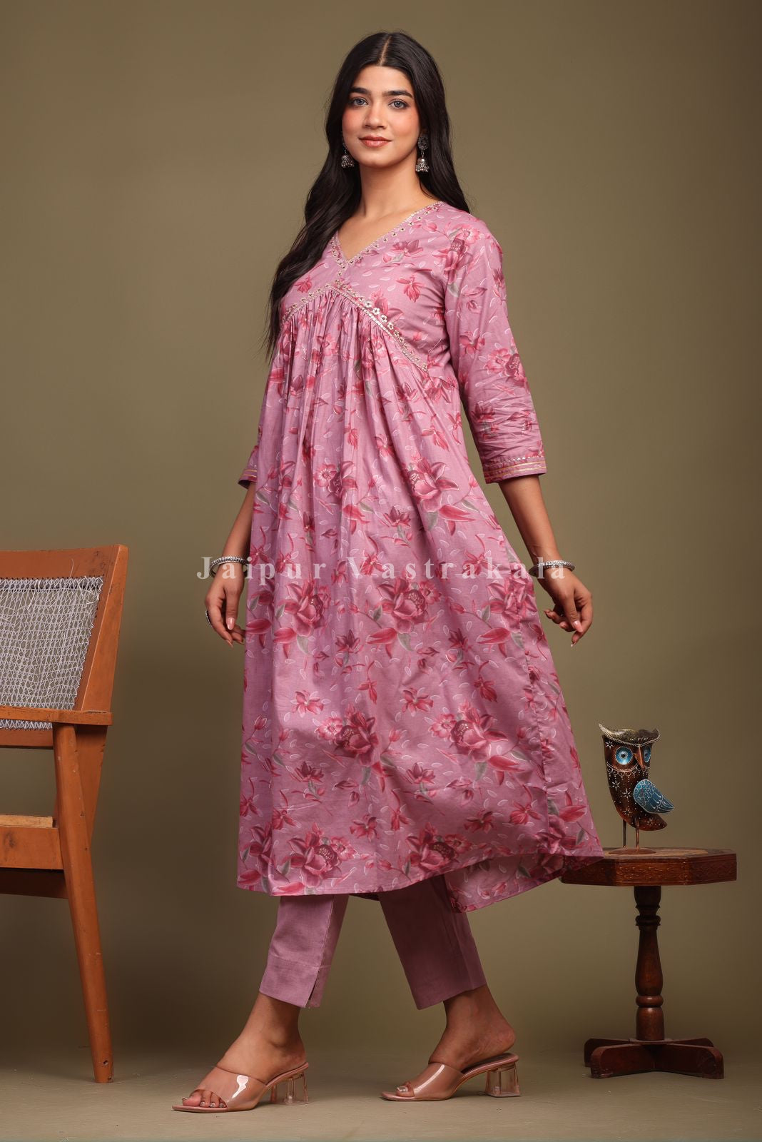 cotton printed kurti pant set